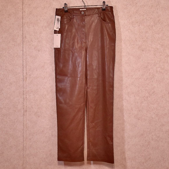 NWT Wilfred Melina Cognac Vegan Leather Pants, 5 Pocket, Size 6 - Picture 1 of 10